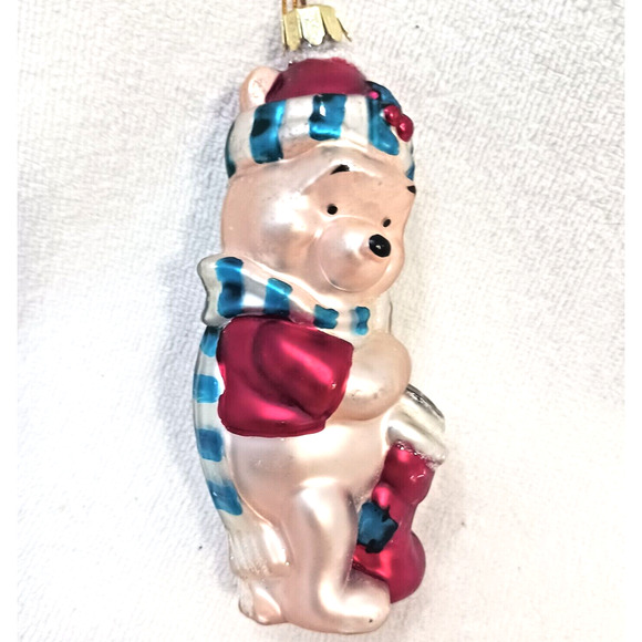 Disney Winnie the Pooh 5" BLOWN GLASS Christmas Tree Ornament Vintage - Picture 1 of 12